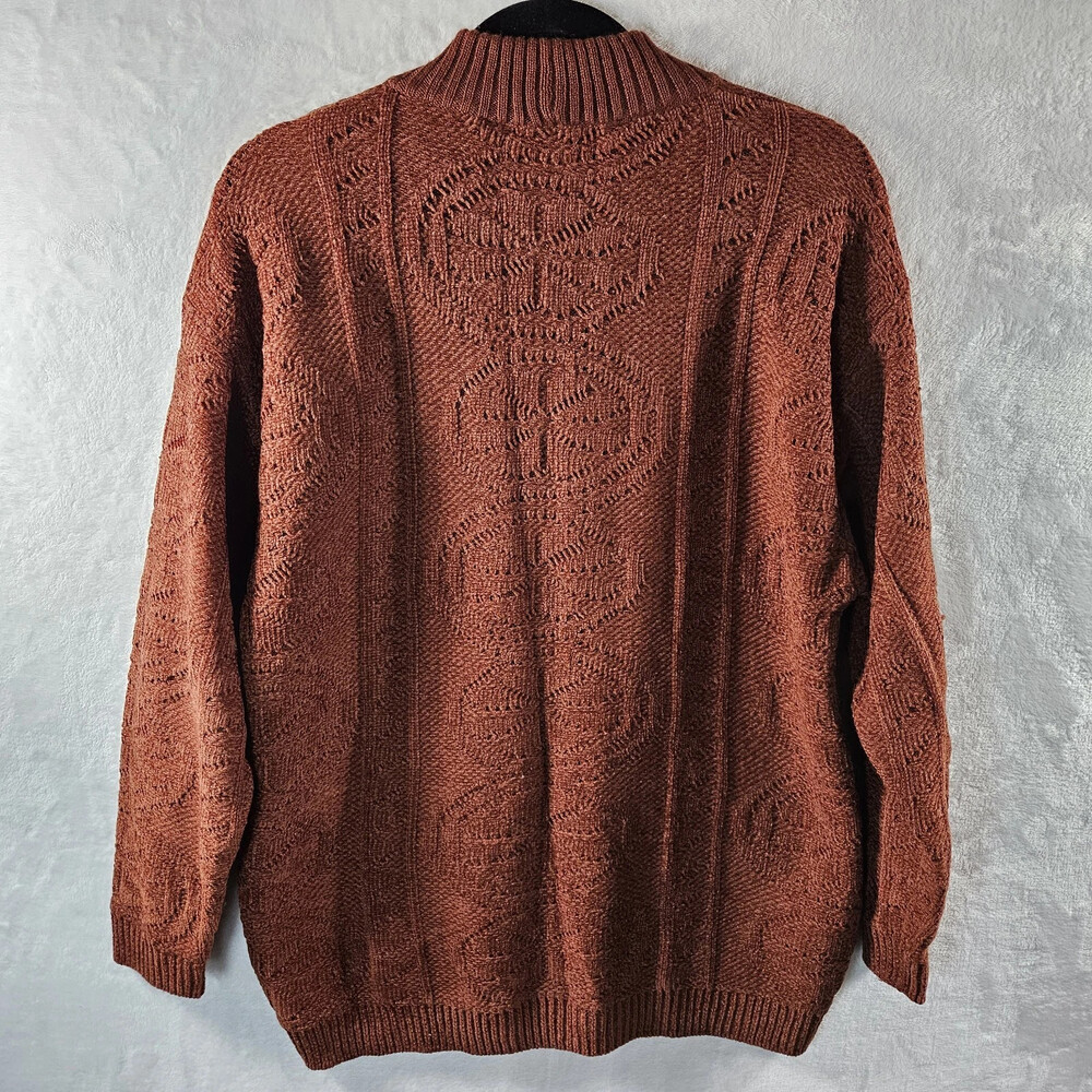Domanini Vintage Pointelle Knit Pullover Rust Brown Women Medium Wool Blend - Picture 8 of 9